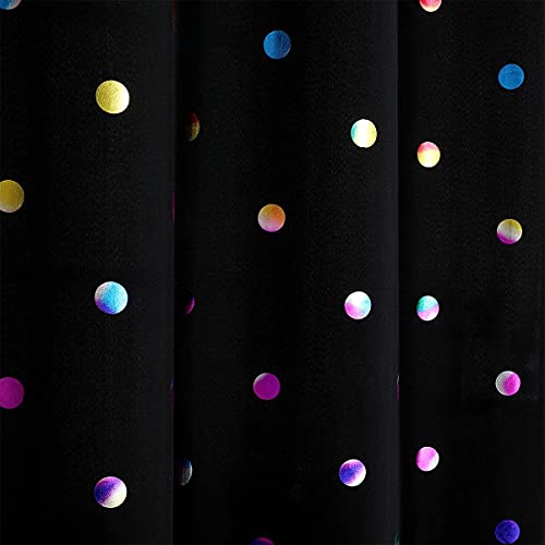 Black Shower Curtain For Bathroom Metallic Polka Dots Shower Curtains For Kids Decorative Water Resistant Hookless Shower Curtain For Bathroom Hotel Spa With Grommet Machine Washable 70" Wx72 L #TOP3