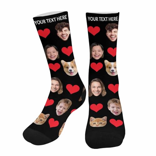 Artsadd Custom Face Socks with Picture, Personalized Sock with Photo Custom Socks with Faces Customized Unisex Funny Crew Sock for Men Women Girlfriend Boyfriend