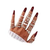 IFKM 21 Pcs Silver Knuckle Rings Set For Women Vintage Stackable Joint Finger Midi Rings Dainty Cubic Zirconia Crystal Simple Twist Hollow Cute Ring Pack Jewelry Gift