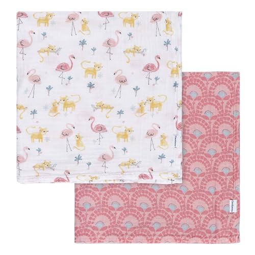 Gerber Baby Unisex 2-Pack Muslin Blanket, Animal Geo Girl, One Size