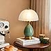 Flashine Ceramic Table lamp, Modern Bedside Lamps Green Mid Century Vintage Desk Lamp Retro Glass Mushroom Traditional Lamp for Nightstand Living Room Bedroom Home Decor (S04GN-1PACK)
