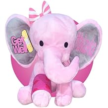 Broken Arm or Leg Gifts for Kids - Personalized Pink Elephant Plush for Injured Arm - Match Your Kid's Cast with Color and Location Choice - Gift Wrapped