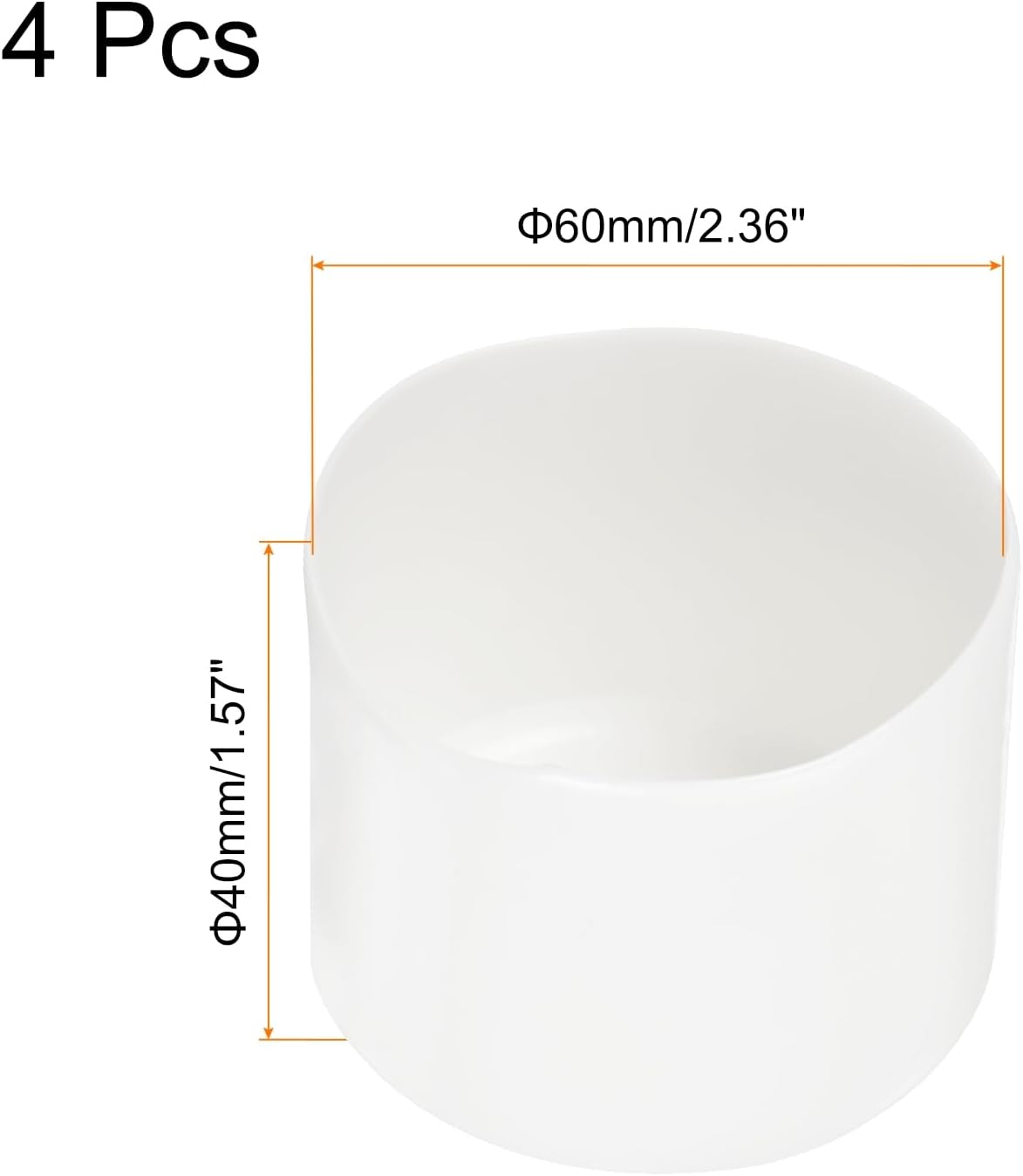 uxcell 4pcs Rubber End Caps 63mm(2 1/2 Inch) ID x 40mm(1 9/16 Inch) H Vinyl Round Tube Bolt Cap Cover Screw Thread Protectors White