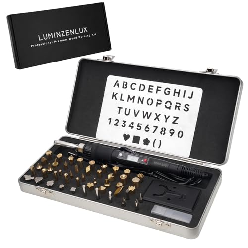 Professional Wood Burning Kit 60 Pcs Adjustable Temperature Wood Burning Pen Set - Ultimate DIY Wood Burning Tool in Premium Metal Case Ideal Gift for Pyrography Wood Leather Carving Soldering