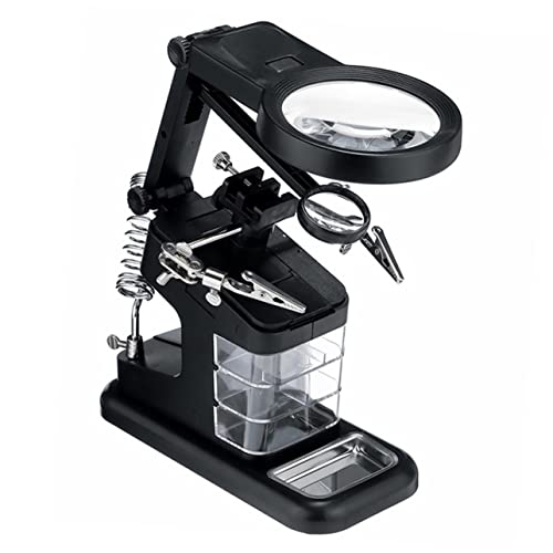Lurrose LED Magnifying Glass Soldering Station Kit with Alligator Clamp for DIY Projects Jewelry Making and Detailed Work Desktop Tool for Hobbyists and Electricians
