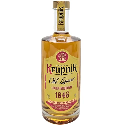 Krupnik Honey Liqueur - Smooth and Warming Polish Honey Liqueur, Crafted from Natural Wild Bee's Honey and Exotic Spices, Perfect for Sipping,Cocktails, and Hot Beverages, 50cl 38% ABV