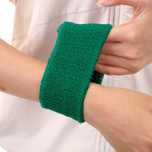 Image of Bememo 12 Pack Wristbands Sweatband for Women Men, Neon Colored Sport Wrist Bands, Tennis Football Basketball Sweatbands, Moisture Wicking Arm Bands for Working Out