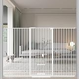Seogva ペットゲート ベビーゲート 高さ103㎝ 間隔3 ㎝ ペットゲート ドア付き 猫すり抜け防止 飛び越え防止ゲート 猫ドア付きゲート 過密フレーム付き（ホワイト 197-216 cm）