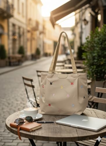 Image of Korean Style Heart Embroidery Tote Bag - Cute Shoulder Bag, Student Book Bag, Durable Ladies Handbag, Shopper Bag