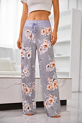 X-Image Jersey Knit Pajama Pants/Sleepwear Floral Joggers For Women Grey 2, Xx-Large #TOP2
