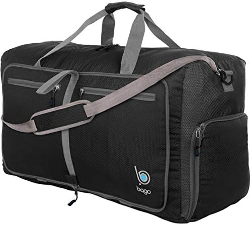 Bago Travel Duffel Bags for Traveling Women & Men- Foldable Weekender Bag - 100L 29" X-Large Duffle Bag for Travel & Camping Bag - Packable Lightweight Overnight Luggage Bag (Black)