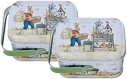 DOTBUY-SHOP Biscuit Tin Rectangular Cake Tin Portable Storage Tin Biscuit Tins Storage Airtight, Small Tins With Lids Suitable for Candy, Coffee, Tea (Set of 2,A)