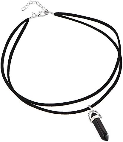 Kercisbeauty Black Wrap Velvet Choker with Black Gemstones Healing Stones Women Girls Everyday Boho Necklace Gift Her Jewelry Hippie Crystal