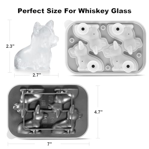 Nax Caki Corgi Dog gifts 3D Ice Cube Mold Fun Shapes, Large Craft Ice Mold, Big Dog Ice Cube Trays for Whiskey Cocktails Bourbon — view 3