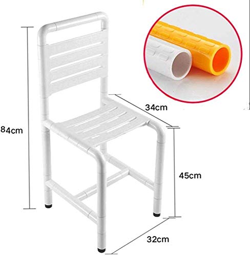 Nivok Bath Stools,Shower Chair With Back,Anti-Slip Bath Seats,Balance Comfort Multi Bathroom Stool For Pregnant Woman/Elderly,Handicapped/White/32 * 34 * 84Cm #TOP5
