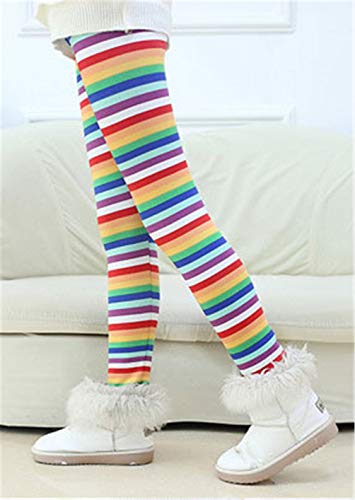 Rysly Girls Winter Thick Warm Long Pants Printing Fleece Lined Leggings 130 Rainbow #TOP3
