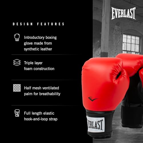 Everlast Prostyle 2 Boxing Gloves | Classic Fight Training Gloves for Men and Women | Secure Fit Hook and Loop with Wrist Support | Heavy Bag & Fitness Training (16 oz | Red) by Everlast - Image 2