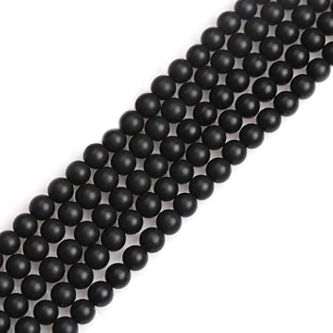 SHGbeads 6mm Frost Matte Black Obsidian Jasper Semi Precious Gemstone Round Loose Beads for Jewellery Making DIY Handmade Craft Supplies 15" Cover