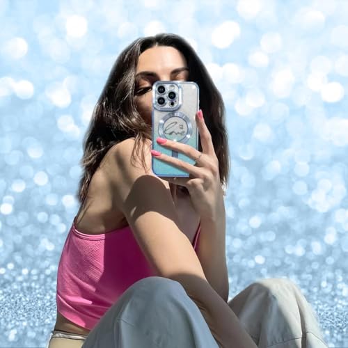 Image of ZIYE Magnetic Case Designed for iPhone 16 Glitter Case-Blue