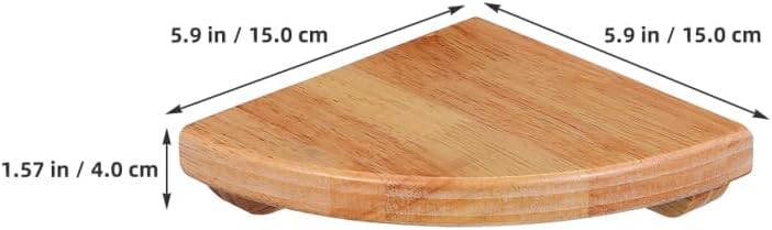 2pcs Fan-Shaped Corner Shelf 6-Inch Rubberwood Wall Mounted Floating Storage Rack for Bathroom Bedroom Kitchen Organization