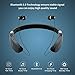 AMORNO Foldable Bluetooth Headphones Wireless Neckband Headset with Retractable Earbuds, Sports Sweatproof Noise Cancelling Stereo Earphones with Mic