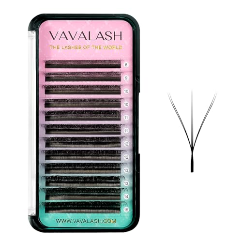 VAVALASH 3D Double Tips W Shape Eyelash Extension 3D WW Premade Fans 0.07 D Curl Volume Lash Extensions Easy Fanning False Lashes Matte Black Volume Premade Cluster W Lashes(WW-3D-0.07-D-8-15mm）