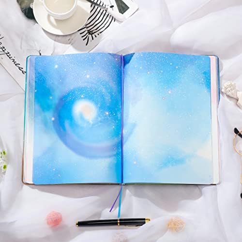 SIIXU Starry Sky Writing Journal for Women, Men, Unique Colorful Blank Notebook for Daily Notes, Gratitude, Dreams or Planning, 7.5 x 10.2", 160 Pages, 2 Bookmarks, Large, Hardcover, Unlined