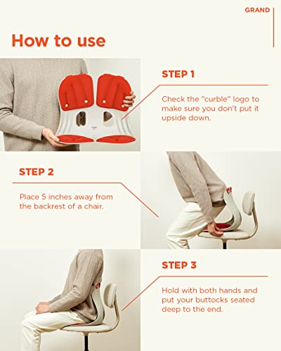 Curble Chair [Adult], Ergonomic Chair Back Support, Lumbar Support For Good Posture Correction And Back Pain Relief, Perfect For Office Chair, Floor Seat, And Work From Home, Patented (Red) #TOP5