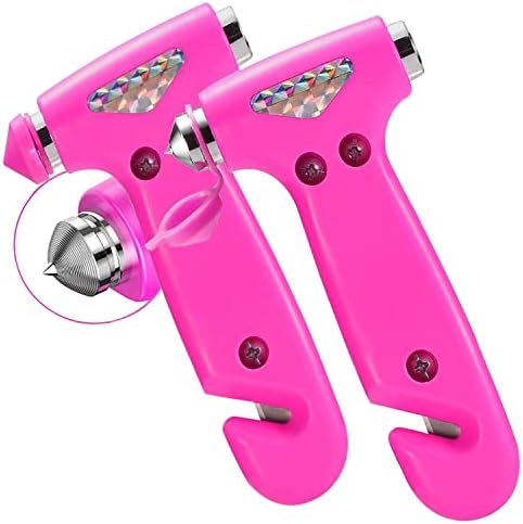 OUCPC 2 Pack Car Safety Hammer for Women, 3-in-1 Emergency Escape Tool with Window Breaker and Seat Belt Cutter, Safety Emergency Car Escape Tool for Family (Pink)