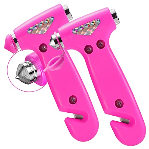 Oucpc 2 Pack Car Safety Hammer For Women, 3-In-1 Emergency Escape Tool With Window Breaker And Seat Belt Cutter, Safety Emergency Car Escape Tool For Family (Pink) #TOP1