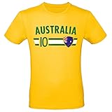 Shirt-Panda Fußball WM T-Shirt · Fan Artikel · Nummer 10 · Passend zur Weltmeisterschaft · Nationalmannschaft Länder Trikot Jersey für 2022 · Herren Damen Kinder · Australien Australia M