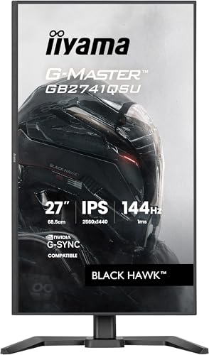 iiyama G-Master Black Hawk GB2741QSU-B1 68,6cm 27 IPS LED Gaming Monitor QHD 144Hz HDMI DP USB2.0 1ms G-SYNC Höhenverstellung Pivot schwarz