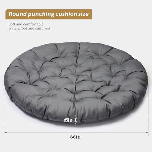 ZOALXZNT 66in Outdoor Round Daybed Cushion,Round Floor Seating Futon Pad,Circle Sun Island Sunbed Mattress Waterproof,Patio Day Bed Replacement Cushions (Dark Gray, 66 * 6in) - Thumbnail 2