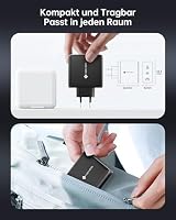 NOVOO 120W USB C Ladegerät GaN Ⅲ USB C Netzteil 3-Port mit Schnellladeleistung Kompaktes Reisen kompatibel MacBook Pro/Air,iPad Pro,Pixel,ThinkPad,Dell XPS 13,Samsung,iPhone 16,Galaxy S24,Steam Deck – Ansicht 5