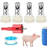 Lonepetu 4 Stück Schweine-Bewässerungsnippel für Fässer, Edelstahl, Schweinennippel, Wassertränker, automatische Schweine-Bewässerungsnippel, Wassersystem mit Tankanschlusssatz für Ferkel, Ziege
