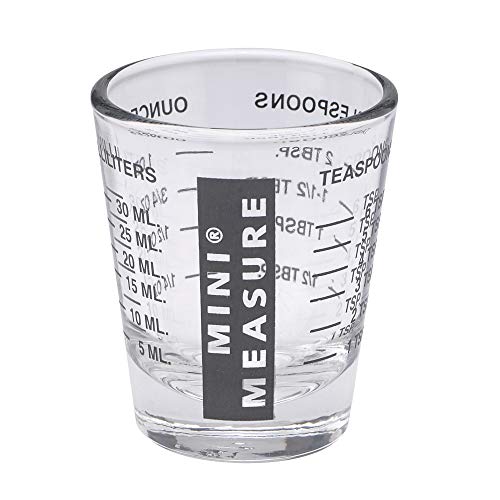 Kolder Mini Measure Multi-Purpose Liquid and Dry Measuring Shot Glass, Heavy Glass, 26-Incremental Measurements for Teaspoons, Tablespoons, Ounces and Milliliters