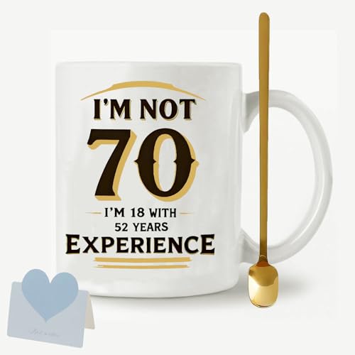 Image of JOUWOTM 70th Birthday 11oz Ceramic Mug 18 with 52 Years Experience