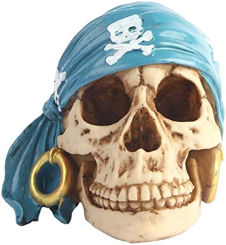 Hengqiyuan Skull Head Statue Ornament, Goth Resin Human Skulls Figurine Ornaments with Hat, Decor for Home Office Halloween Party Bar,A