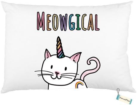 Meowgical Caticorn Rainbow Novelty Queen Size Bed Rectangle Pillow case Sofa Pillowcase Cover Pillowslip Gift 20x30 inch Two Sides Printed
