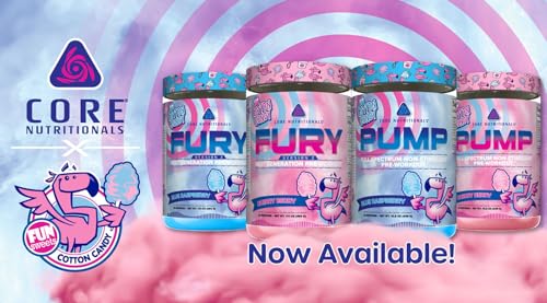 Image of Core Nutritionals Pump Full-Spectrum Non-Stimulant Pre-Workout, with N03T Nitrate, Peak02, Alpha GPC, for Maximum Pump, Strength, and Performance 20 Servings (Fun Sweets Cotton Candy Cherry Berry)