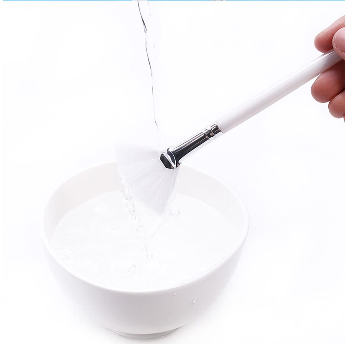 8 Piezas Cepillos de Máscara de Abanico,Brocha para Mascarilla Facial,Cepillo Aplicador Facial de Blanco y Marrón,Pinceles para Mascarillas Faciales,Herramientas Cosméticas para Crema Barro