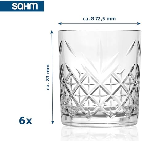 Sahm 6-częściowy zestaw szklanek 200 ml zestaw szklanek do napojów Timeless szklanki na wodę również idealne szklanki do ginu, latte macciato i whisky