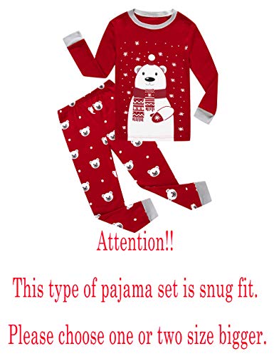 Family Feeling Little Girls Boys Long Sleeve Christmas Pajamas Sets 100% Cotton Pyjamas Toddler Kids Bear Pjs Size 3T Red #TOP1