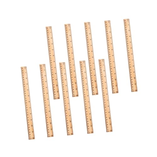 DOITOOL 10Pcs Wooden Straight Ruler Multi Function Measuring Tool for School Office Home Use Scale for Drawing and Measuring for Students and Graduates