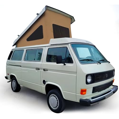 Roof Top Tent, 3-Window Pop Top Car Camping Tent, Pop Top Camper, Durable Burly Wood Canvas Compatible with VW T3/T25 Westfalia Camper - Black Mosquito Net, 2-Person Rooftop Tents Pop Up Camper