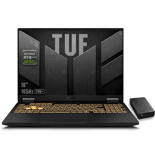 ASUS TUF F16 (2025) Gaming Laptop, 16" 165Hz FHD+ Display, 115W Max TGP RTX 5060, Intel Core i7-14650HX, 32GB DDR5, 1TB SSD, Intelligent Cooling, Win11 Home - with 1TB External HDD
