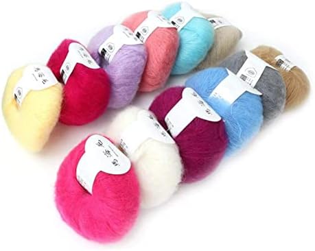 Yarn, 26g/Roll Soft Wool Yarn Mohair Hand Washable Knitting Thread for Garments Scarves Shawls Hats Shoes Crocheting and Knitting Craft Project(12 Colors a Set)