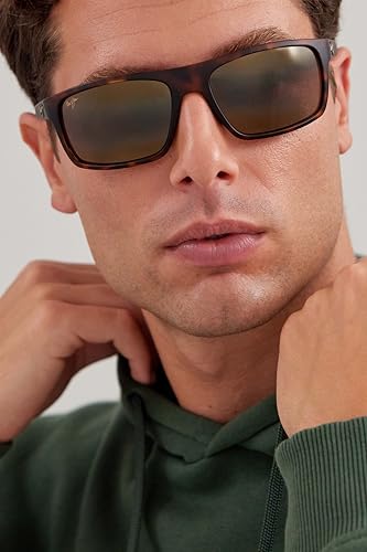 Maui Jim Men's and Women's Byron Bay Polarized Wrap Sunglasses, Matte Tortoise/HCL® Bronze, Large - Thumbnail 3