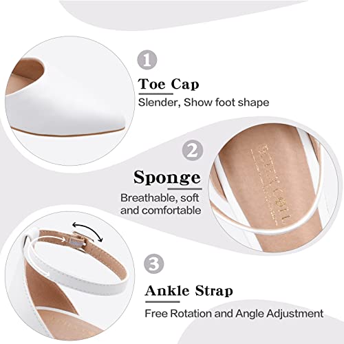 BCTEX COLL Womens Pointed Toe Pumps Shoes Ankle Strap Chunky Low Heels Metal Lined Sandals Designed for Women4