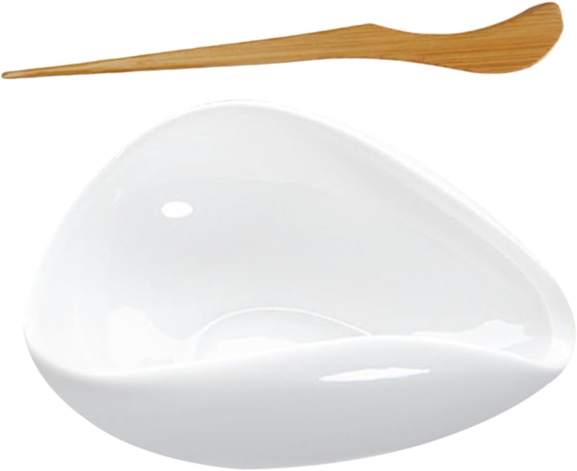 SOLUSTRE 2sets High Grade Ceramic Tea Tray Display Plate for Loose Tea Scoop Leaf Holder Sugar Scoop Spoon Kitchen Accessory Travel